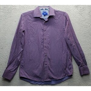 Egara Button-Up Shirt Mens M Multi Printed Cotton Non-Iron Long Sleeve Collared‎